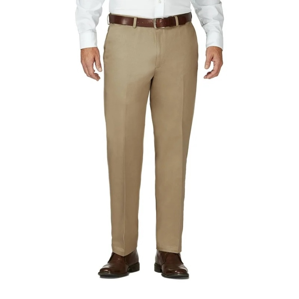 Haggar Clothing (34x29) Straight Work to Weekend Khaki Flat Front Classic Pants